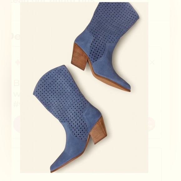 Seychelles Diva Blue Suede Perforated Mid-Calf Boots – Size 7.5 – NEW - Picture 3 of 11